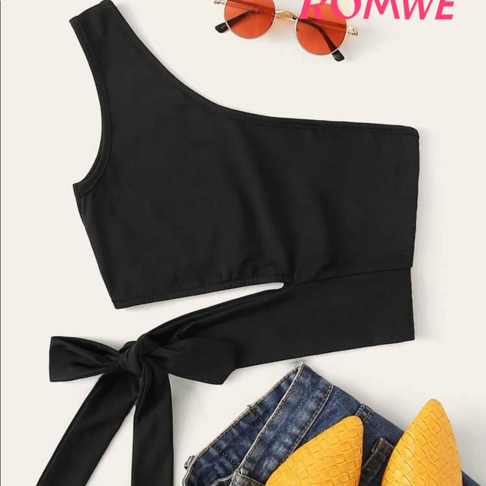 one shoulder tie top